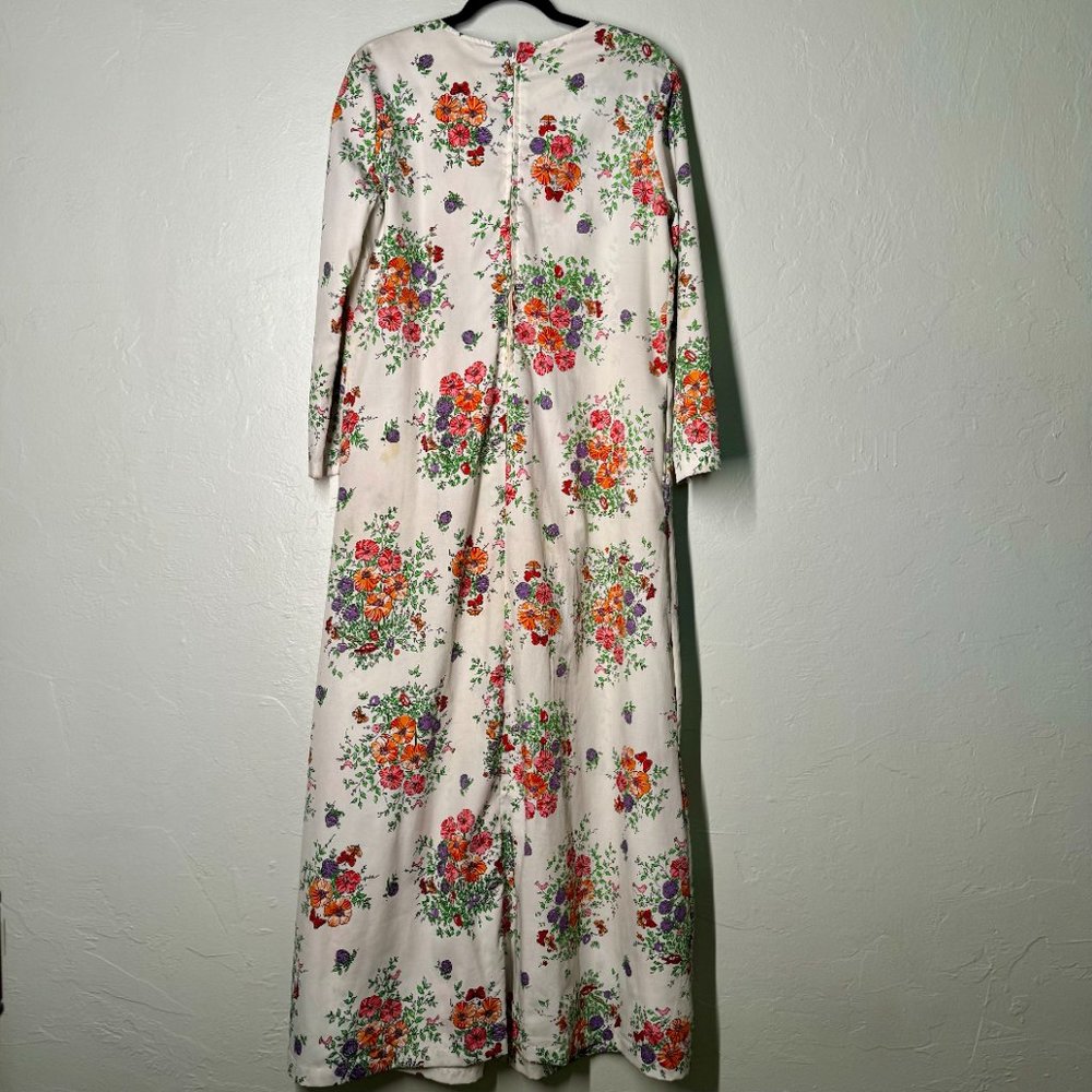 Vintage 1970s Kaftan Caftan Floral Lisanne Maxi Length Dress Mumu - Picture 6 of 10